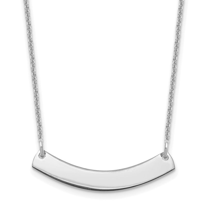 10k White Gold Small Curved Blank Bar Necklace 547$
